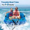 GYMAX Towable Tube for Boating, 2/3 Riders Inflatable Boat Tube for Water Sports to Pull, Boat Tubes with EVA Seat Pads, Dual Tow Points, Full 900D Nylon Cover & Drainage System (Blue, 2 Riders) view 2