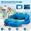 GYMAX Towable Tube for Boating, 2/3 Riders Inflatable Boat Tube for Water Sports to Pull, Boat Tubes with EVA Seat Pads, Dual Tow Points, Full 900D Nylon Cover & Drainage System (Blue, 2 Riders) view 4