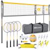 Haokelball Badminton Net Set  Anti-Sag System, Set of 4 Professional Carbon Fiber Rackets with 4 Shuttlecocks, Volleyball & Badminton Combo Set, Badminton Sets for Backyards