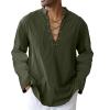 Men's Cotton Linen Shirt Loose Fit Arm Tops Medieval Viking Pirate Renaissance Halloween Costume Army green 4XL view 1