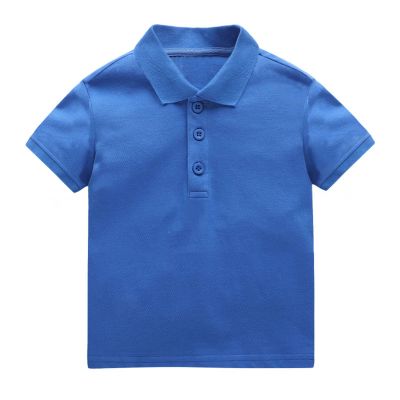 Baby Boys and Toddler Short Sleeve Solid Color Polo Shirt, Uniform Shirt for Little Boys Collared (Blue, 6-7 Years)