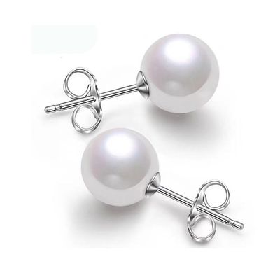 10/12mm Ocean Shell Pearl Stud Earrings Multicolor Shell Beads Pearl Stud Earrings Fashion Jewelry for Women-12MM White