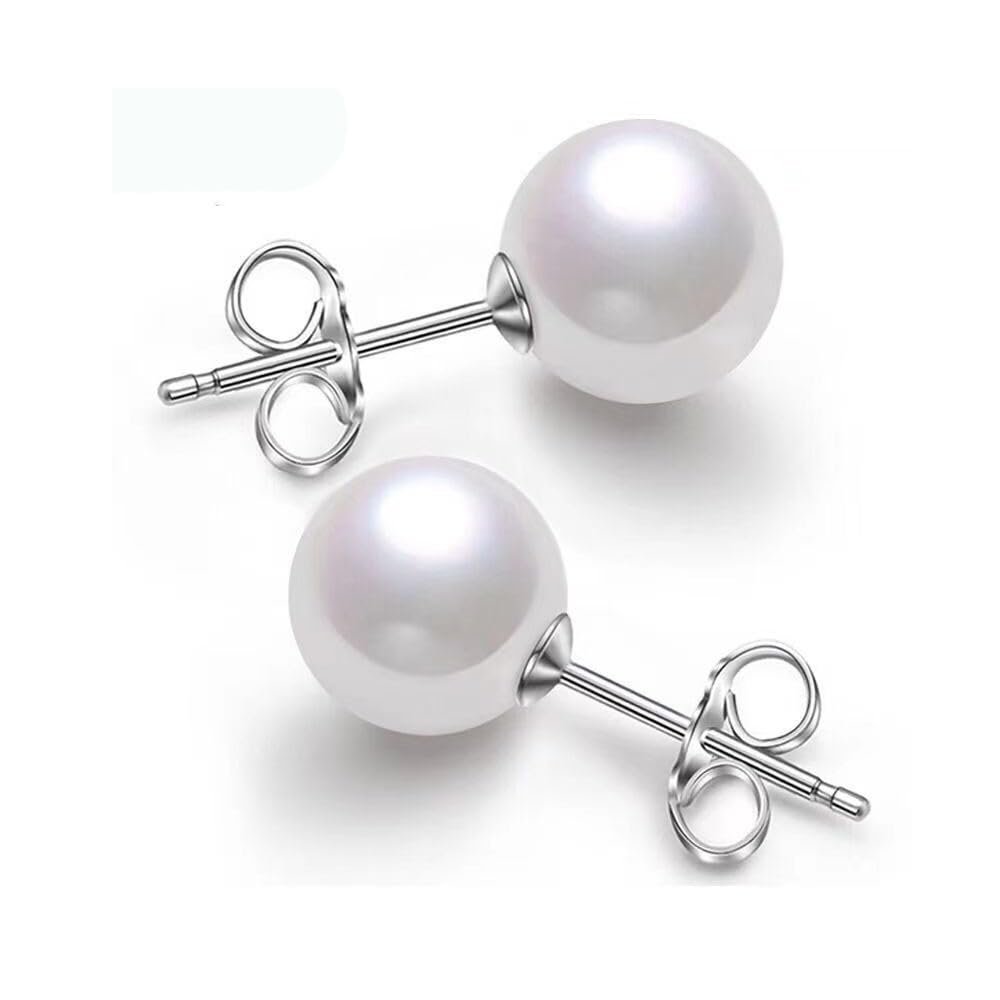 10/12mm Ocean Shell Pearl Stud Earrings Multicolor Shell Beads Pearl Stud Earrings Fashion Jewelry for Women-12MM White