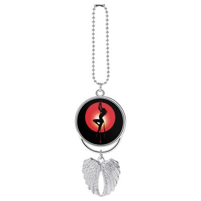 Pole Fitness Dance Car Rear View Mirror Charms Universal Vehicle Pendant Hanging Ornament for Interior Decor Silver-Style