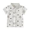 Toddler Baby Boy Polo Shirt Kids Button Up T Shirt Short Sleeve Cartoon Print T-Shirts Cute Graphic (Grey, 2-3 Years) view 1