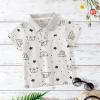 Toddler Baby Boy Polo Shirt Kids Button Up T Shirt Short Sleeve Cartoon Print T-Shirts Cute Graphic (Grey, 2-3 Years) view 3