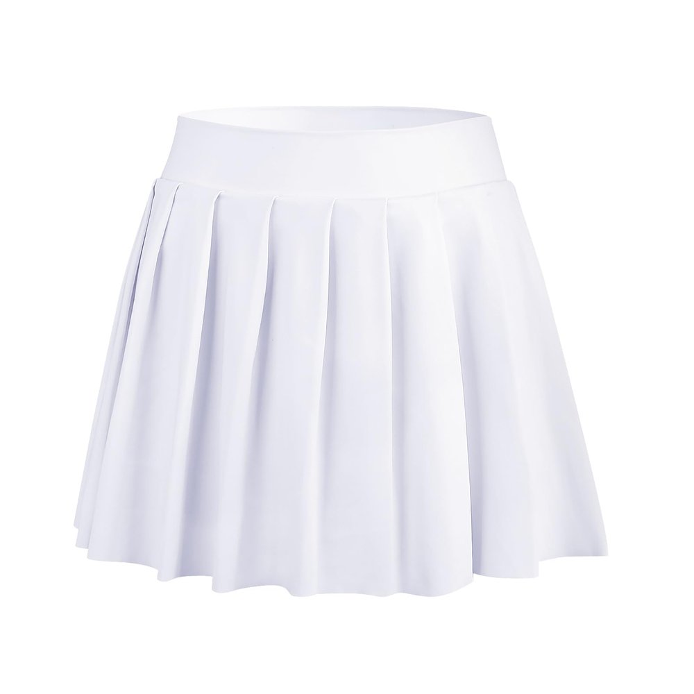 Bezioner Girls Tennis Skirt A-Line Pleated Skirt with Shorts Pocket Skort for Golf Athletic (White,13-15 Years)