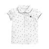 NineFit Basics Girls and Toddler Ruffle Polo Shirt Kids Baby Collar Shirt Puff Short Sleeve T-Shirt Solid Color (White, 5-6 Years) view 1