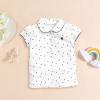 NineFit Basics Girls and Toddler Ruffle Polo Shirt Kids Baby Collar Shirt Puff Short Sleeve T-Shirt Solid Color (White, 5-6 Years) view 2