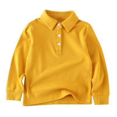 NineFit Basics School Uniforms for Boys Long Sleeve Polo Shirt Toddler Baby Boys Back to School Shirt Button up (Yellow, 2-3 Years)