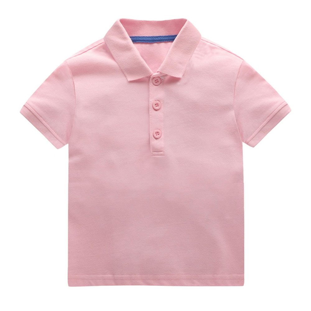 Baby Boys and Toddler Short Sleeve Solid Color Polo Shirt, Uniform Shirt for Little Boys Collared (Pink, 7-8 Years)