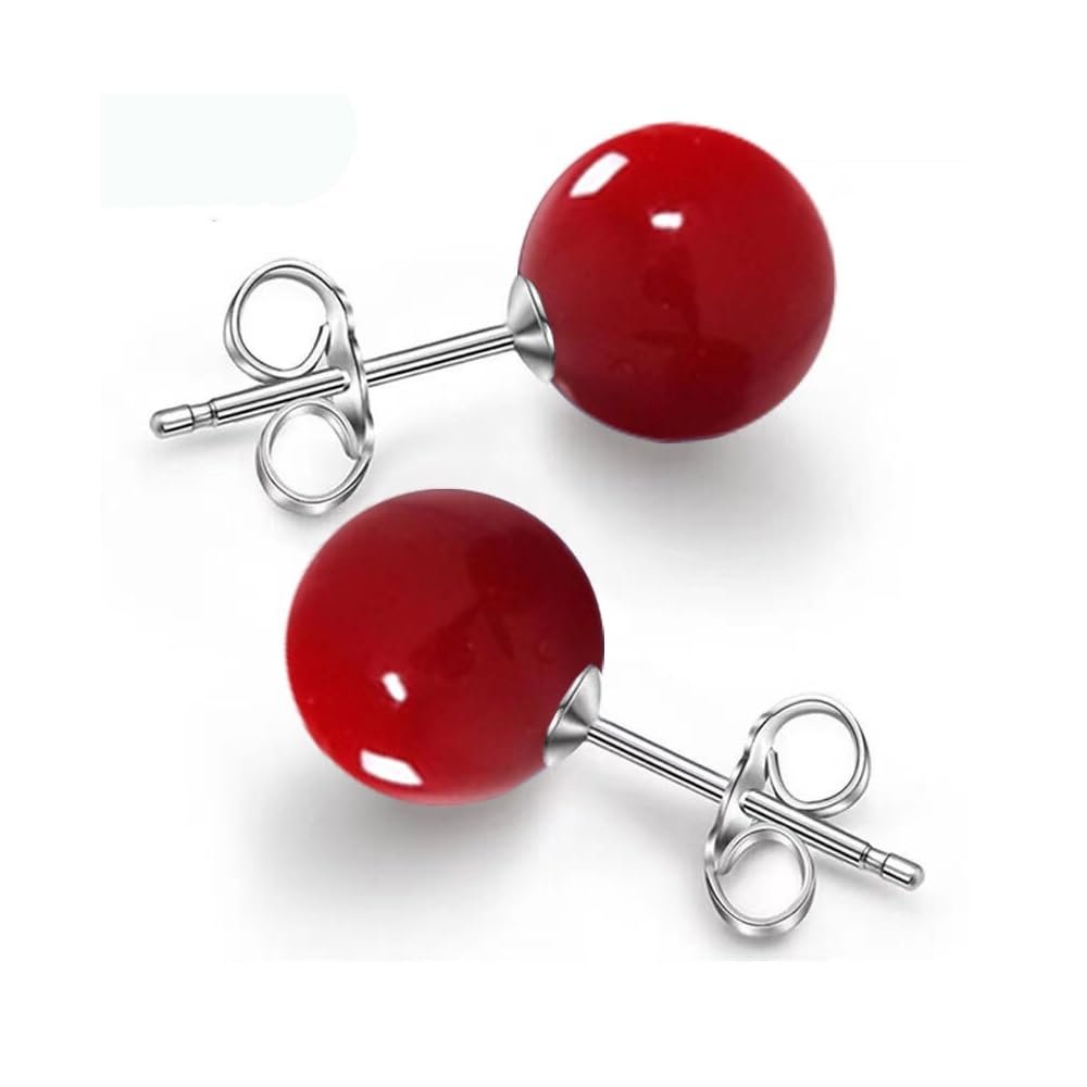 10/12mm Ocean Shell Pearl Stud Earrings Multicolor Shell Beads Pearl Stud Earrings Fashion Jewelry for Women-10MM Red