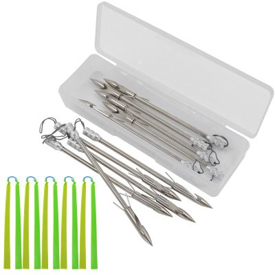 ZHUOCE 10PCS 5.7'' Fishing Darts for Sling Shot Stainless Steel Slingshot Fishing Arrows with 5 Fishing Rubber Bands and 1 Box