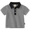 Baby Boys' and Toddler Short Sleeve Knit Polo Striped T Shirt Boys Collared Shirt Performance Polo (Black, 3-4 Years) view 1