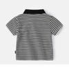 Baby Boys' and Toddler Short Sleeve Knit Polo Striped T Shirt Boys Collared Shirt Performance Polo (Black, 3-4 Years) view 2