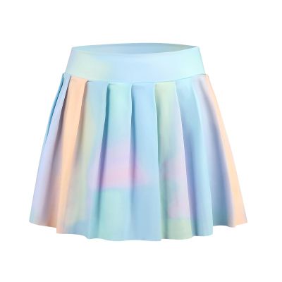 Bezioner Girls Tennis Skirt A-Line Pleated Skirt with Shorts Pocket Uniform Skort for Golf Athletic Cheerleading (Blue Gradient,13-15 Years)