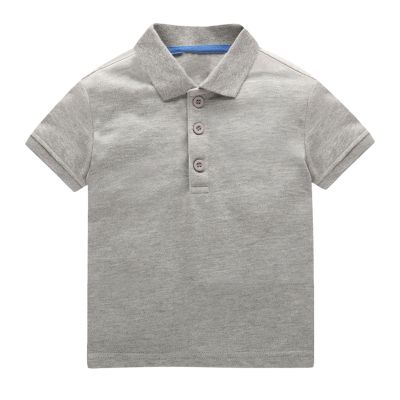 NineFit Basics Baby Boys and Toddler Short Sleeve Solid Color Polo Shirt, Uniform Shirt for Little Boys Collared (Grey, 3-4 Years)