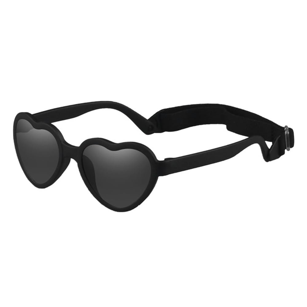 SJBNCai Baby Sunglasses Flexible Polarized Heart Shaped Sunglasses with Strap for Toddler Newborn Infant Ages 0-24 Months