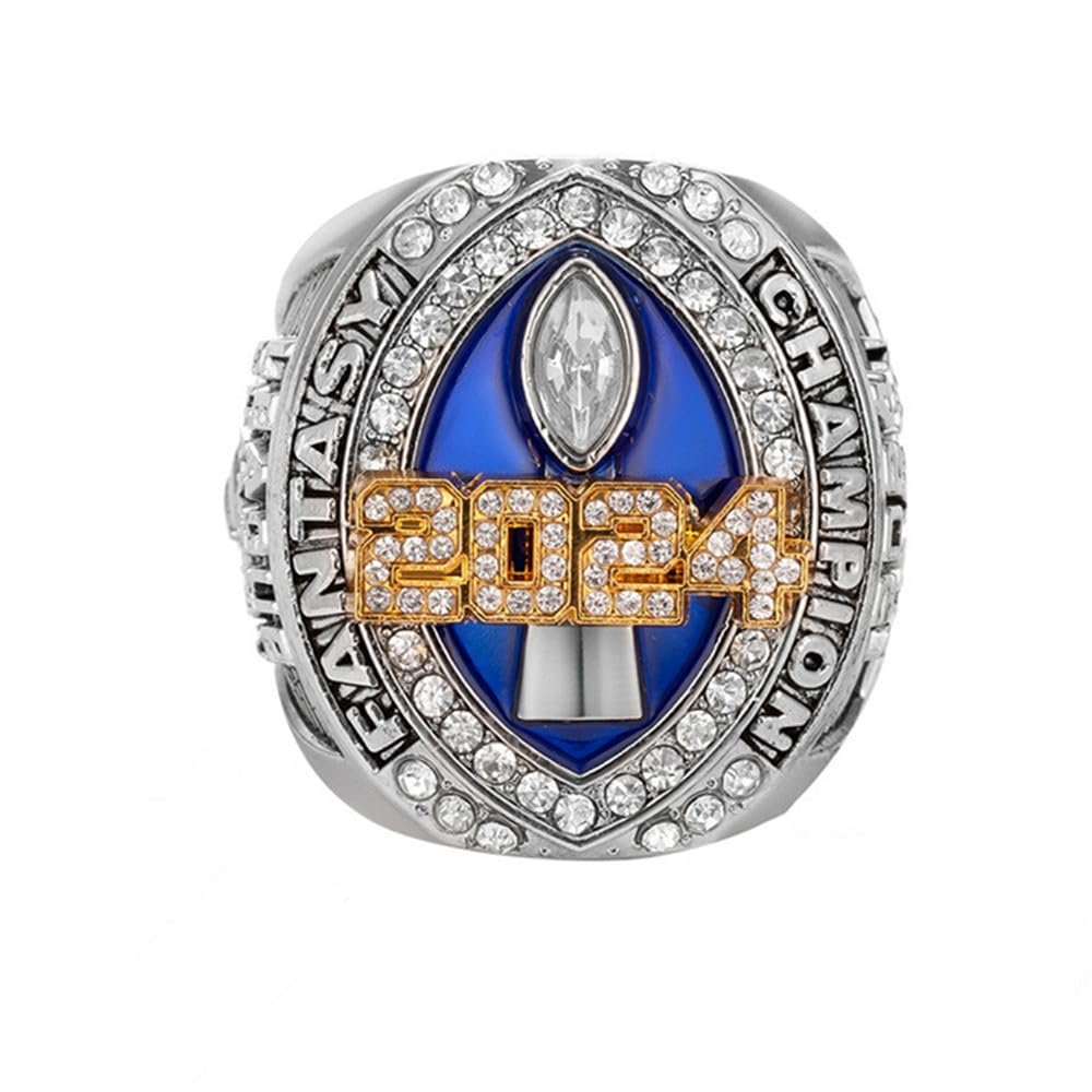 Kuseli 2024 Massive Fantasy Football Championship Trophy Ring FFL WINIER MVP Collectible Gift (11,Without Box)
