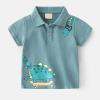 NineFit Basics Toddler Boys Polo Shirt Baby Cute Short Sleeve Shirt Cartoon Dinosaur Pattern Tee Summer (Light Blue, 18-24 Months) view 2