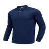 PINSPARK Long Sleeve Polo Shirts for Men Moisture Wicking Men's Golf Shirts Quick Dry Lightweight Golf Polos Collared Shirts Navy Blue view 1