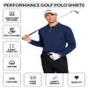 PINSPARK Long Sleeve Polo Shirts for Men Moisture Wicking Men's Golf Shirts Quick Dry Lightweight Golf Polos Collared Shirts Navy Blue view 4