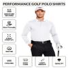 PINSPARK Golf Polos for Men Quick Dry Moisture Wicking Men's Long Sleeve Polo Shirts Lightweight Golf Polos White Polo Shirt view 3