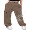 Cromoncent Girls High Waist Parachute Pants Y2K Cargo Trousers with Pockets, Coffee, 7-8 Years = Tag 140 view 1