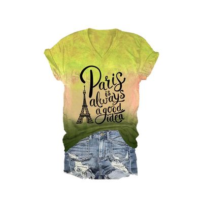 NineFit Basics Paris is Always A Good Idea V Neck Tee Paris is Always A Good Idea Tee Paris Shirt Sweatshirt Gift Fun Graphic Print T-Shirt Yellow, X-Large