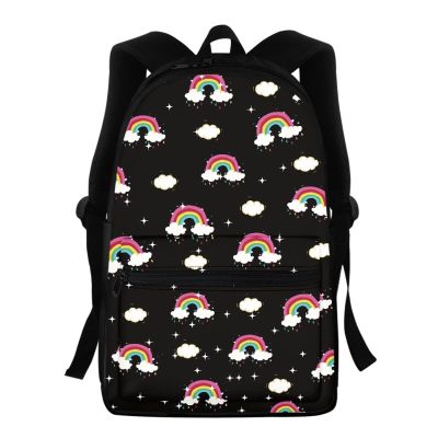 PJHEQOXE Black Girls Boys Backpack for School Kindergarten Toddler Rainbow Pattern Kids Schoolbag Adjustable Padded Straps Bookbag 4-10 Years