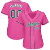 NineFit Basics Custom Pink Baseball Jersey Printed Stitched Personalized Name Number, White and Green Baseball Shirt Uniform Men Women Youth view 2