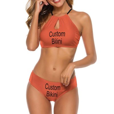 Personalized Women's Bikini Set,Funny Custom Bride Swimsuits,Bikini Swimwear for Summer Holiday Beach Bachelorette Party Orange 2XL