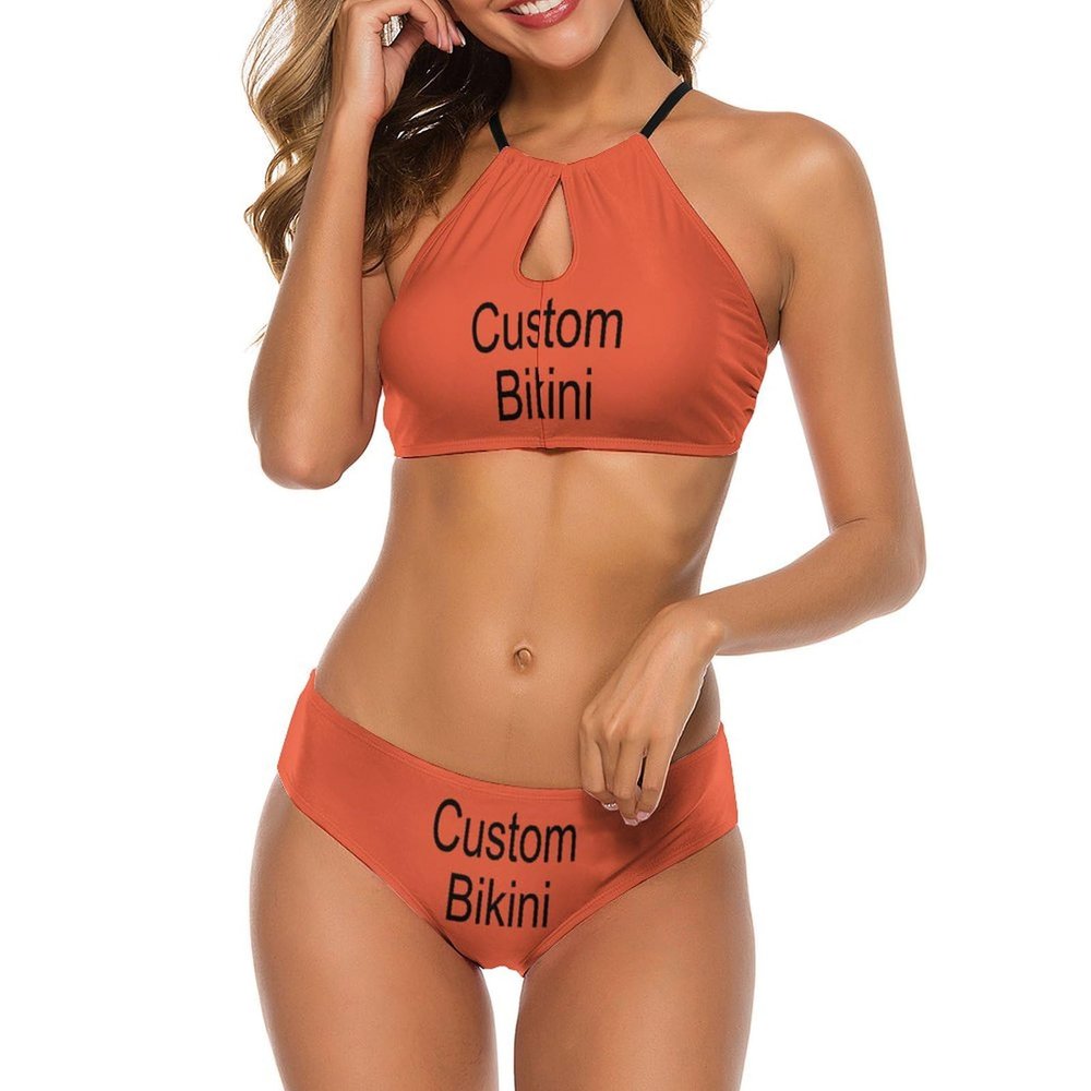 Personalized Women's Bikini Set,Funny Custom Bride Swimsuits,Bikini Swimwear for Summer Holiday Beach Bachelorette Party Orange 2XL
