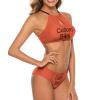 Personalized Women's Bikini Set,Funny Custom Bride Swimsuits,Bikini Swimwear for Summer Holiday Beach Bachelorette Party Orange 2XL view 2