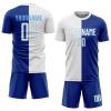 Mens Soccer Jersey Sets Blue White, Custom Football Team Uniforms with Name Number Logo Print Front and Back, Personalized Sports T-Shirts and Shorts for Adults Youth Boys Girls Women view 1
