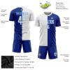 Mens Soccer Jersey Sets Blue White, Custom Football Team Uniforms with Name Number Logo Print Front and Back, Personalized Sports T-Shirts and Shorts for Adults Youth Boys Girls Women view 3