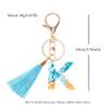 Fario Alphabet Resin Initial Letter Keychain Tassel Pendant Key Ring for Purse Handbags Women Girl Tassel Initial Letter Keychains (B) view 2