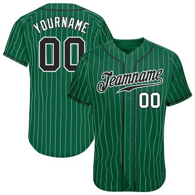 NineFit Basics Custom Pinstripe Baseball Jersey, Printed Stitched Personalized Name Number, White and Green Baseball Shirt Men Women Youth