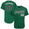 NineFit Basics Custom Pinstripe Baseball Jersey, Printed Stitched Personalized Name Number, White and Green Baseball Shirt Men Women Youth view 1