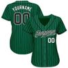 NineFit Basics Custom Pinstripe Baseball Jersey, Printed Stitched Personalized Name Number, White and Green Baseball Shirt Men Women Youth view 2