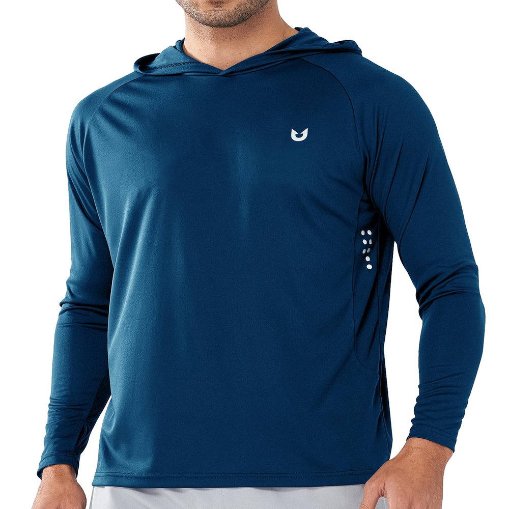 NORTHYARD Men's UPF 50+ Hoodie Shirts Long Sleeve Sun Protection Fishing Swim Beach UV SPF Rash Guard Quick Dry Lightweight DARKBLUE 3XL