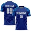 Personalized Blue Soccer Jersey Sets for Men Boys, Customized Soccer Shirts and Shorts Football Uniform with Name Logo Number Printed, Design Sports Team Jerseys for Adults Youth Unisex view 2