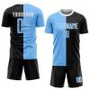 Custom Boys Mens Soccer Jerseys Sky Blue Black Personalized Team Jersey Unisex with Name Logo Number Printed Front and Back, Football Tees and Shorts Sets Sports Uniform for Adults Youth view 1