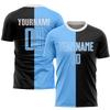Custom Boys Mens Soccer Jerseys Sky Blue Black Personalized Team Jersey Unisex with Name Logo Number Printed Front and Back, Football Tees and Shorts Sets Sports Uniform for Adults Youth view 2