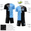 Custom Boys Mens Soccer Jerseys Sky Blue Black Personalized Team Jersey Unisex with Name Logo Number Printed Front and Back, Football Tees and Shorts Sets Sports Uniform for Adults Youth view 3