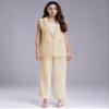 YiZYiF Women 2 Piece Business Casual Outfits Sleeveless Vest Blazer and Wide Leg Pants Office Work Suit Sets White X-Large view 2