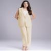 YiZYiF Women 2 Piece Business Casual Outfits Sleeveless Vest Blazer and Wide Leg Pants Office Work Suit Sets White X-Large view 4