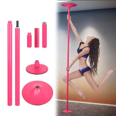 CIRCIR Professional Dancing Pole Pink Stripper Fitness Pole, Portable Steel Dancing Pole Kit for Gym/Studio, Smooth Spinning Exotic Dance Rod with Complete Tools(Size:2.5m-3m(8.2ft-9.8ft))
