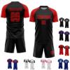 Customized Black Red Soccer Jerseys Sets for Men Youth Women, Design Your Own Football Team Uniforms with Name Number Logo Print Front and Back, Personalized Sports T-Shirts and Shorts Gifts view 1