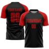 Customized Black Red Soccer Jerseys Sets for Men Youth Women, Design Your Own Football Team Uniforms with Name Number Logo Print Front and Back, Personalized Sports T-Shirts and Shorts Gifts view 2